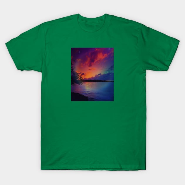 Ravens over the lake T-Shirt by floatingheavy